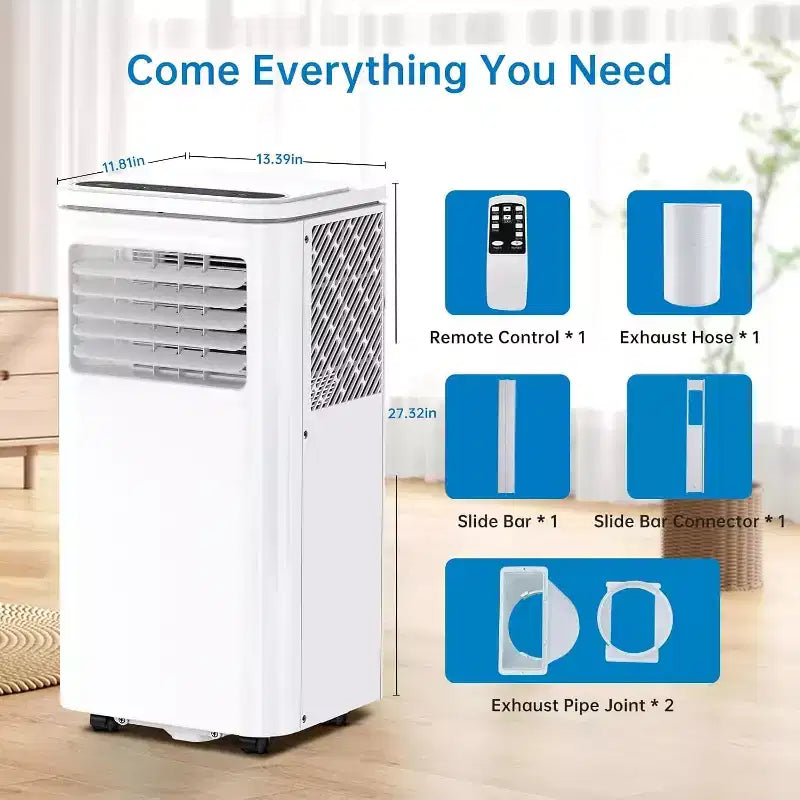 8000 BTU Portable Air Conditioner, 3-in-1 Portable AC Unit with Cooling, Dehumidifier & Fan Modes for Rooms up to 350 sq.ft