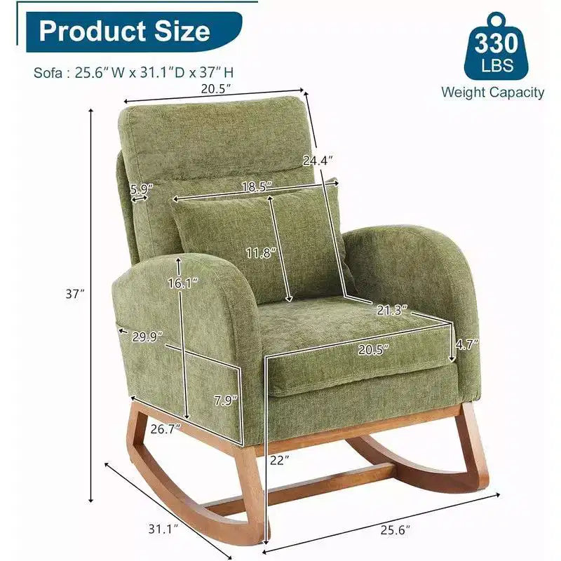 Mecedora Karl Home tapizada en verde