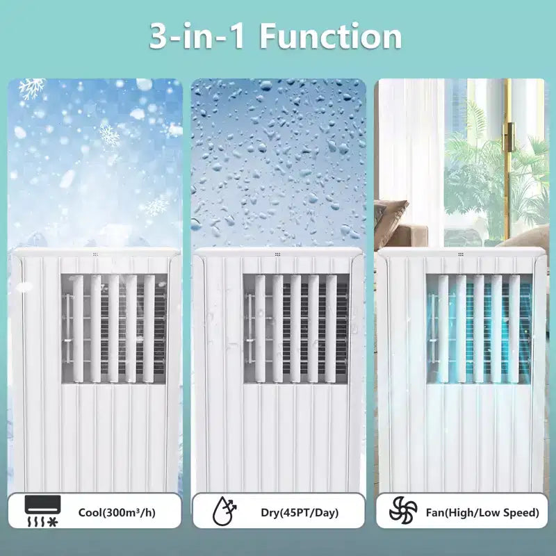 8,000BTUs Portable Air Conditioners Room Up to 350 Sq.Ft, 4-In-1 Portable Ac With Cool, Fan, Dehumidifier &Sleep Mode,Indoor Ac Unit w/Remote Control