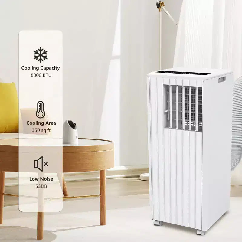 8,000BTUs Portable Air Conditioners Room Up to 350 Sq.Ft, 4-In-1 Portable Ac With Cool, Fan, Dehumidifier &Sleep Mode,Indoor Ac Unit w/Remote Control