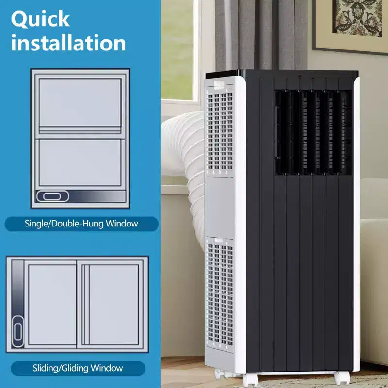 8,000 BTU Portable Air Conditioner - 3-in-1 AC Unit for 350 Sq.Ft (White) with Remote & Window Kit