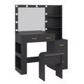 41 Vanity Desk with 10-Bulb Mirror, Built-in Outlets, 3 Lighting Modes, 5 Drawers & Cushioned Stool, Makeup Dressing Table for Bedroom