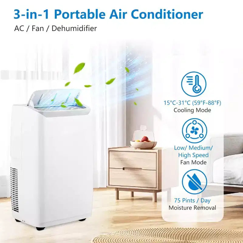 Portable Air Conditioner|14000BTU Air Conditioner Cools up to 700 SQ FT|with Remote Control AC Fan Dehumidifie|Low Noise|Sleep Mode|Ideal for Home