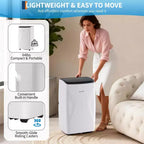 14000 BTU Portable Air Conditioner, 3-in-1 Portable Indoor AC Unit for Rooms to 700 Sq. Ft. with Cooling, Dehumidifier & Fan Modes, Remote, 24H Timer