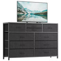 45 Modern 10-Drawer Dresser & TV Stand with Wood Top, Metal Frame and Fabric Drawers for Bedroom, Living Room and Closet Organization