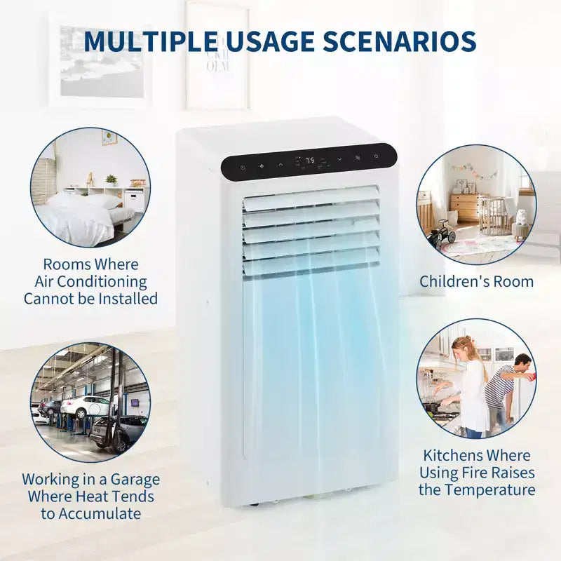 8,000 BTU Portable AC  3-in-1 Air Conditioner (1 Pack) for Rooms Up to 350 Sq.Ft | Compact Design with Window Kit & 24H Timer