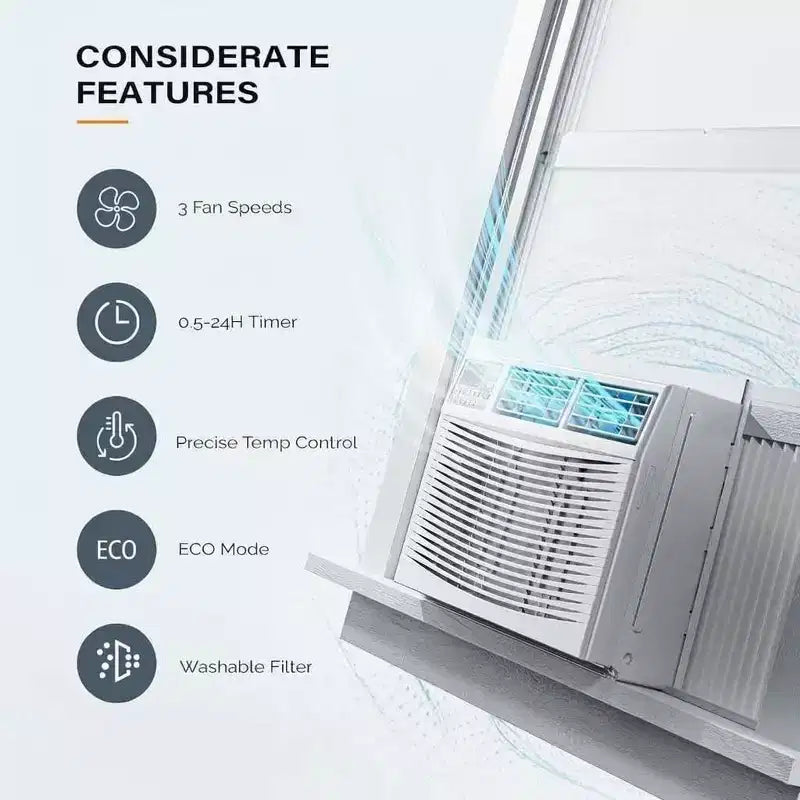 12,000 BTU Window AC - White Cool/Heat Unit (1 Pack) for Medium/Large Rooms | Energy Efficient with Easy Installation