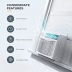 18,000 BTU Window AC - White Cool/Heat Unit (1 Pack) for Large Rooms | Energy Efficient with Easy Installation