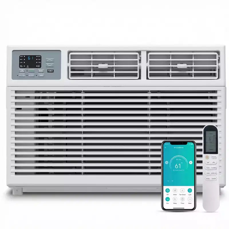 Simzlife Smart 10000 BTU Window Air Conditioner, 3-in-1 AC for 450 Sq.Ft, APP Control, Easy Installation, Energy-Saving & Quiet Operation, White
