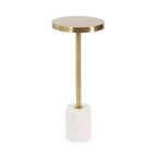 Kate and Laurel Hescott Metal and Marble Pedestal Table, White, 10x10x24