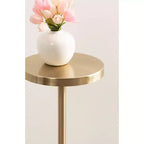 Mesa de pedestal de metal y mármol Hescott de Kate and Laurel, blanca, 10x10x24