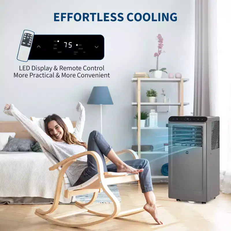 10,000 BTU Portable AC  3-in-1 Gray/Black Air Conditioner(1 Pack)for Rooms Up to 450 Sq.Ft | Includes Remote,Window Kit & 24H Timer for Home/Hotel