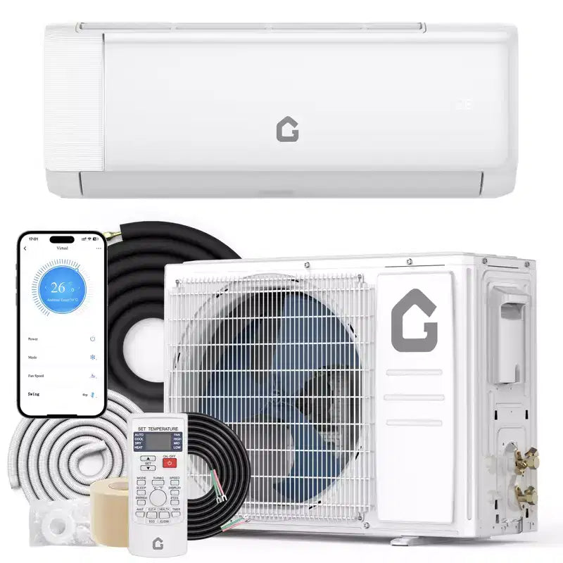 12000/18,000 BTU Energy Efficient Mini Split AC & Heater  21 SEER2, Quiet Ductless Inverter, WiFi Enabled, 230V  Cools & Heats up to 1000 Sq. Ft