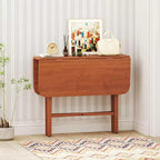 Mesa de comedor plegable Costway para 2-4 personas, mesa extensible con patas de madera de caucho, natural/marrón