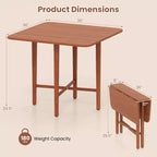 Mesa de comedor plegable Costway para 2-4 personas, mesa extensible con patas de madera de caucho, natural/marrón