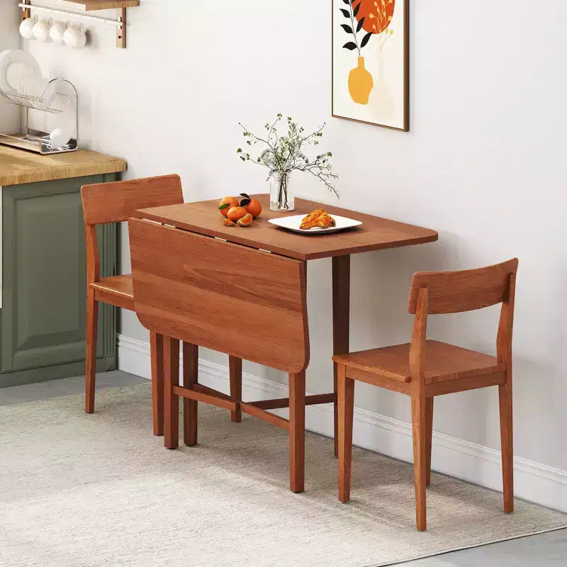 Mesa de comedor plegable Costway para 2-4 personas, mesa extensible con patas de madera de caucho, natural/marrón