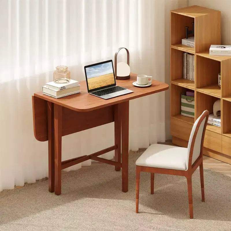 Mesa de comedor plegable Costway para 2-4 personas, mesa extensible con patas de madera de caucho, natural/marrón