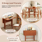 Mesa de comedor plegable Costway para 2-4 personas, mesa extensible con patas de madera de caucho, natural/marrón