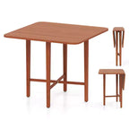 Mesa de comedor plegable Costway para 2-4 personas, mesa extensible con patas de madera de caucho, natural/marrón