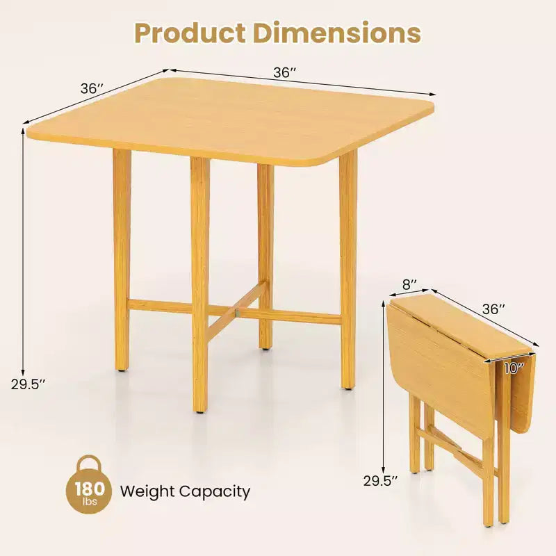 Mesa de comedor plegable Costway para 2-4 personas, mesa extensible con patas de madera de caucho, natural/marrón