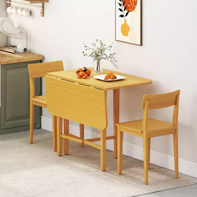 Mesa de comedor plegable Costway para 2-4 personas, mesa extensible con patas de madera de caucho, natural/marrón