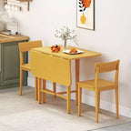 Mesa de comedor plegable Costway para 2-4 personas, mesa extensible con patas de madera de caucho, natural/marrón