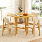 Mesa de comedor plegable Costway para 2-4 personas, mesa extensible con patas de madera de caucho, natural/marrón