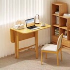 Mesa de comedor plegable Costway para 2-4 personas, mesa extensible con patas de madera de caucho, natural/marrón