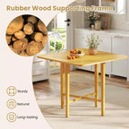 Mesa de comedor plegable Costway para 2-4 personas, mesa extensible con patas de madera de caucho, natural/marrón