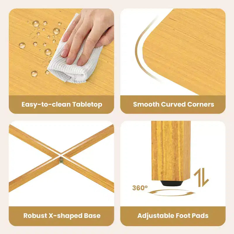 Mesa de comedor plegable Costway para 2-4 personas, mesa extensible con patas de madera de caucho, natural/marrón