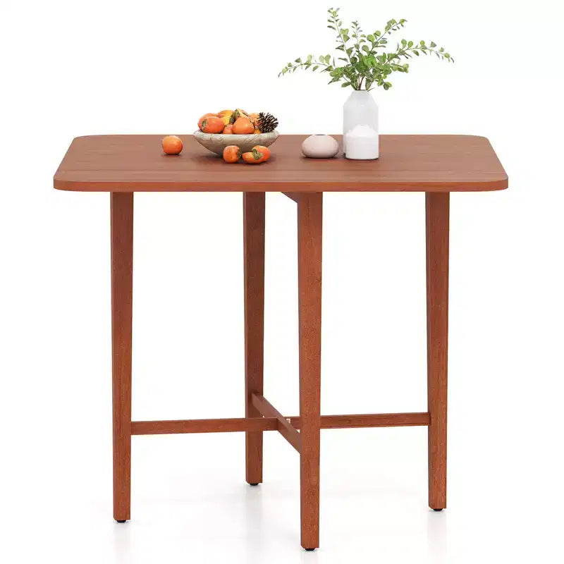 Mesa de comedor plegable Costway para 2-4 personas, mesa extensible con patas de madera de caucho, natural/marrón