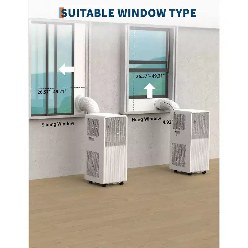 10,000 BTU 3-in-1 Portable Air Conditioner(14.2 x 13.8 x 27.6 in)  White,1 Unit,Ultra Quiet 49dB for Bedroom,Dorm,with Window Kit & Remote Control