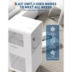 10,000 BTU 3-in-1 Portable Air Conditioner(14.2 x 13.8 x 27.6 in)  White,1 Unit,Ultra Quiet 49dB for Bedroom,Dorm,with Window Kit & Remote Control