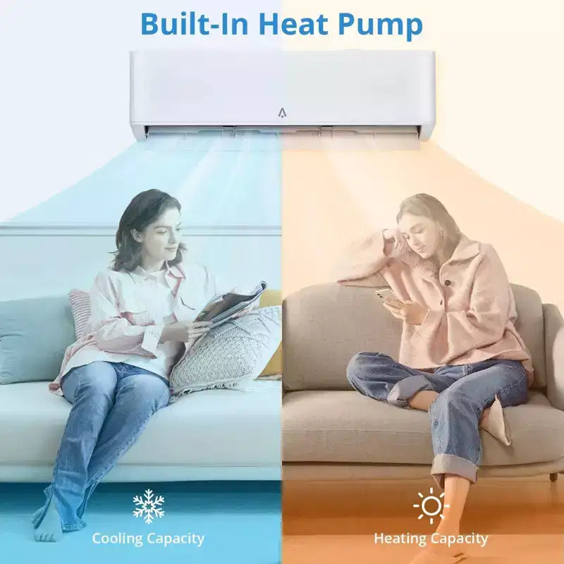 18,000 BTU 23 SEER2 Mini Split AC/Heat Pump - WiFi/Alexa, Ultra-Quiet, 208-230V, White, Cools/Heats 1,250 Sq.Ft, Complete Installation Kit