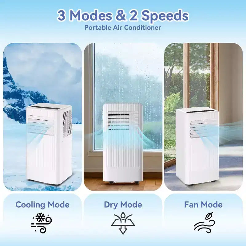 8,000 BTU 3-in-1 Portable Air Conditioner - White, 1 Unit, Quiet AC for 420 Sq.Ft Rooms, Includes Remote & Window Kit for Home/Office/Dorm