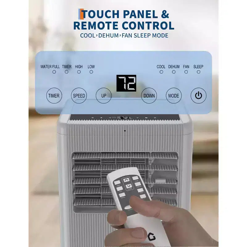 8,000 BTU 3-in-1 Portable AC - Grey (NPLI9A-05CX1E), 1 Unit, Quiet 2-Speed Cooling for Home/Dorm/Office, Includes Window Kit & Remote