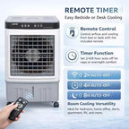 Portable Air Conditioner Fan - 3-Speed White+Grey Evaporative Cooler (1 Pack) | 31L Capacity with Remote for Bedroom/Dorm/Office