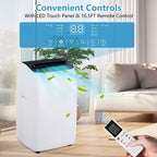 14,000 BTU Portable AC - 4-in-1 White Floor Unit (1 Pack) for Large Rooms Up to 750 Sq.Ft | Heater & Dehumidifier Included