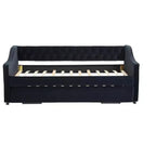 Sofá cama individual con nido, sofá cama de terciopelo con puerto USB, bolsillos laterales, respaldo capitoné para dormitorio, sala de estar - ModernLuxe