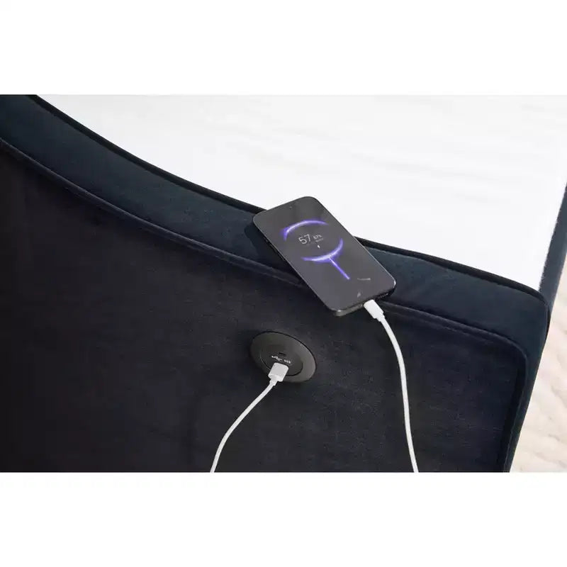 Sofá cama individual con nido, sofá cama de terciopelo con puerto USB, bolsillos laterales, respaldo capitoné para dormitorio, sala de estar - ModernLuxe