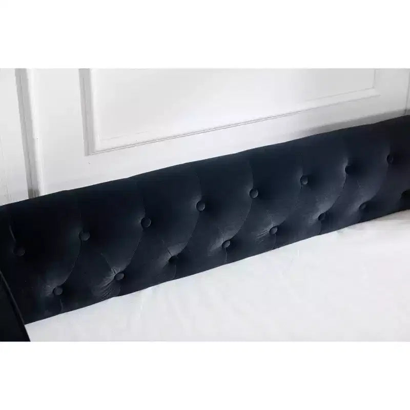 Sofá cama individual con nido, sofá cama de terciopelo con puerto USB, bolsillos laterales, respaldo capitoné para dormitorio, sala de estar - ModernLuxe