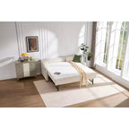 Sofá cama individual con nido, sofá cama de terciopelo con puerto USB, bolsillos laterales, respaldo capitoné para dormitorio, sala de estar - ModernLuxe