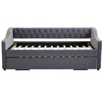 Sofá cama individual con nido, sofá cama de terciopelo con puerto USB, bolsillos laterales, respaldo capitoné para dormitorio, sala de estar - ModernLuxe