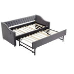Sofá cama individual con nido, sofá cama de terciopelo con puerto USB, bolsillos laterales, respaldo capitoné para dormitorio, sala de estar - ModernLuxe