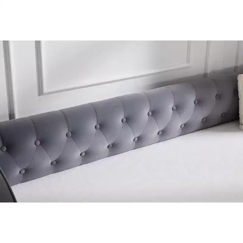 Sofá cama individual con nido, sofá cama de terciopelo con puerto USB, bolsillos laterales, respaldo capitoné para dormitorio, sala de estar - ModernLuxe