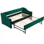 Sofá cama individual con nido, sofá cama de terciopelo con puerto USB, bolsillos laterales, respaldo capitoné para dormitorio, sala de estar - ModernLuxe