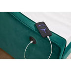 Sofá cama individual con nido, sofá cama de terciopelo con puerto USB, bolsillos laterales, respaldo capitoné para dormitorio, sala de estar - ModernLuxe