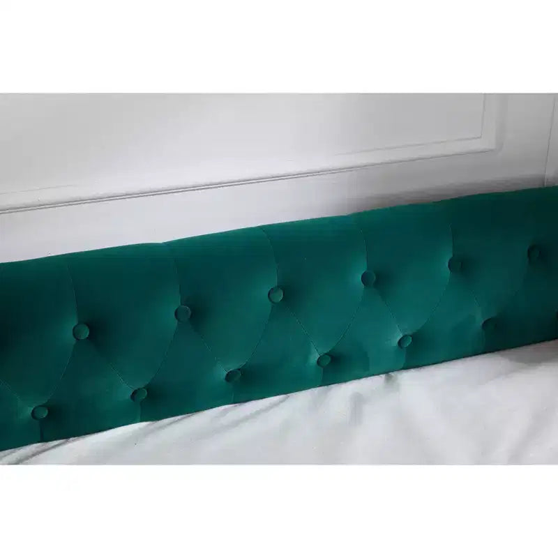 Sofá cama individual con nido, sofá cama de terciopelo con puerto USB, bolsillos laterales, respaldo capitoné para dormitorio, sala de estar - ModernLuxe