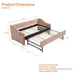 Sofá cama individual con nido, sofá cama de terciopelo con puerto USB, bolsillos laterales, respaldo capitoné para dormitorio, sala de estar - ModernLuxe