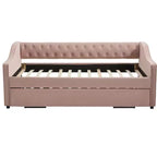 Sofá cama individual con nido, sofá cama de terciopelo con puerto USB, bolsillos laterales, respaldo capitoné para dormitorio, sala de estar - ModernLuxe